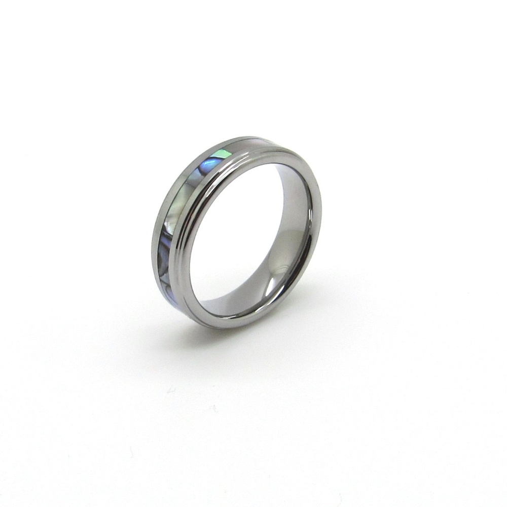 NEW  Tungsten Mother of Pearl Band Ring